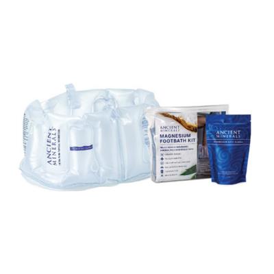 Ancient Minerals Magnesium (Inflata) Foot Bath Kit (contains: Reusable Foot bath, Storage pouch & Single Use Bath Flakes 150g)
